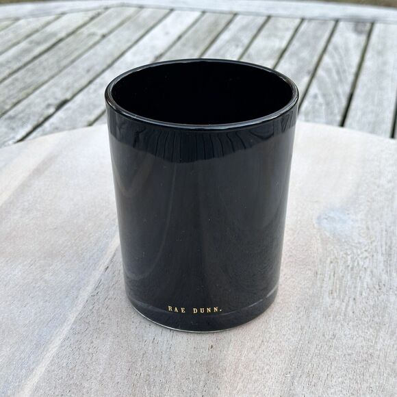 RAE DUNN New FACE Cosmetic Storage Cup Black Glass Brush Holder Accessories - Picture 7 of 8